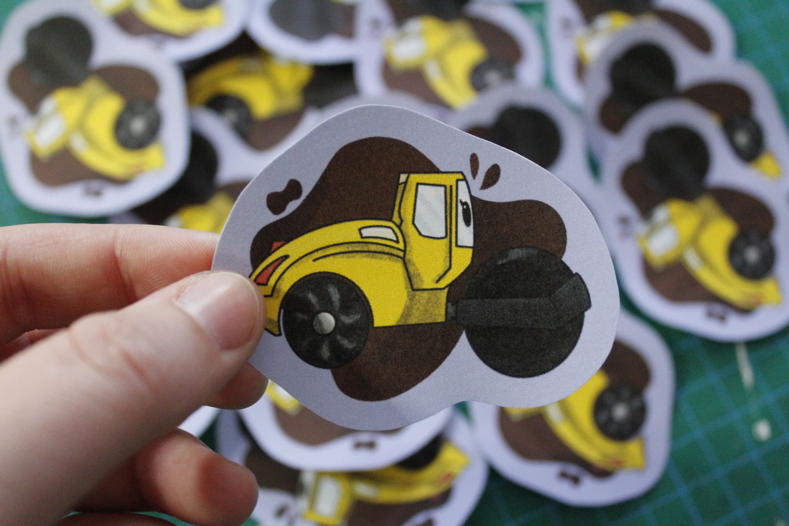 Achtung Baustelle! – 5-teiliges Sticker-Set mit Bagger, Kran & Co. | Handgezeichnete Kinder-Sticker