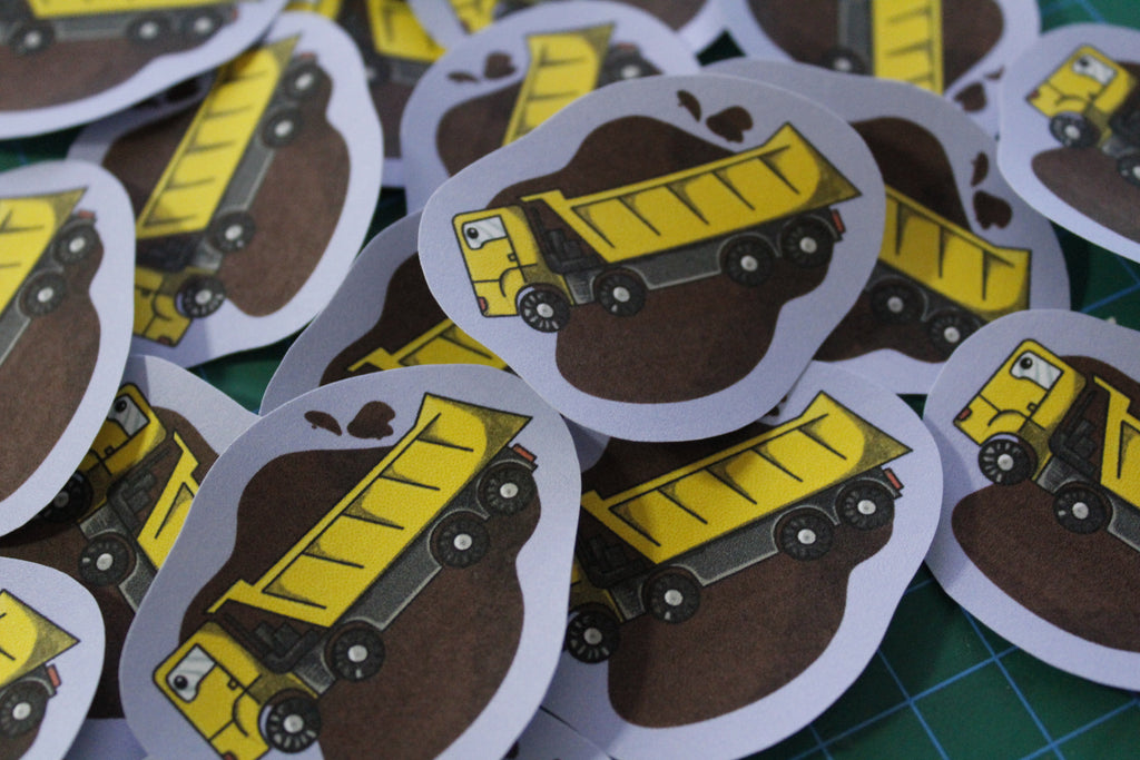 Achtung Baustelle! – 5-teiliges Sticker-Set mit Bagger, Kran & Co. | Handgezeichnete Kinder-Sticker