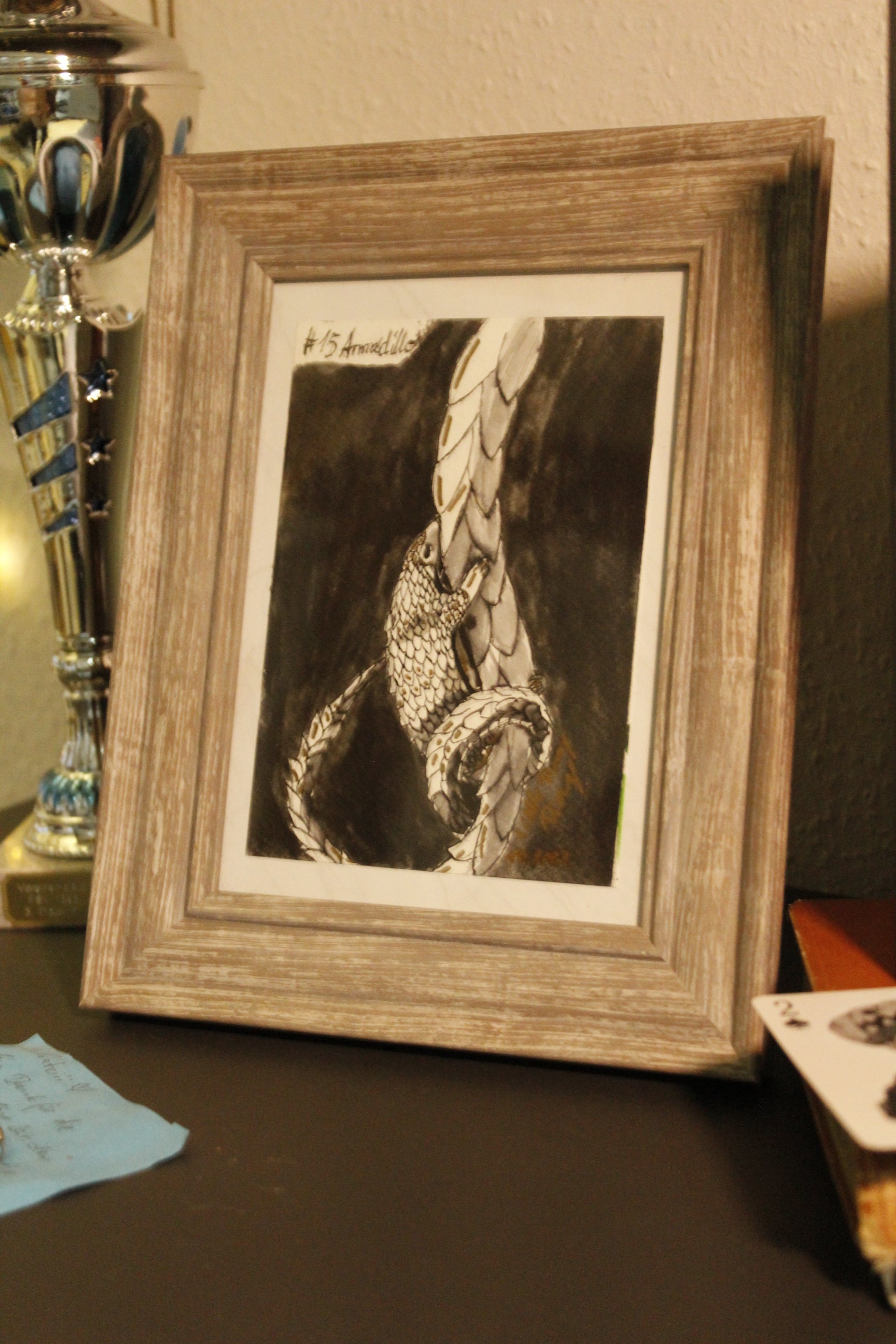 Safe With You– Original Tuschezeichnung (ca. A6) im Holzrahmen