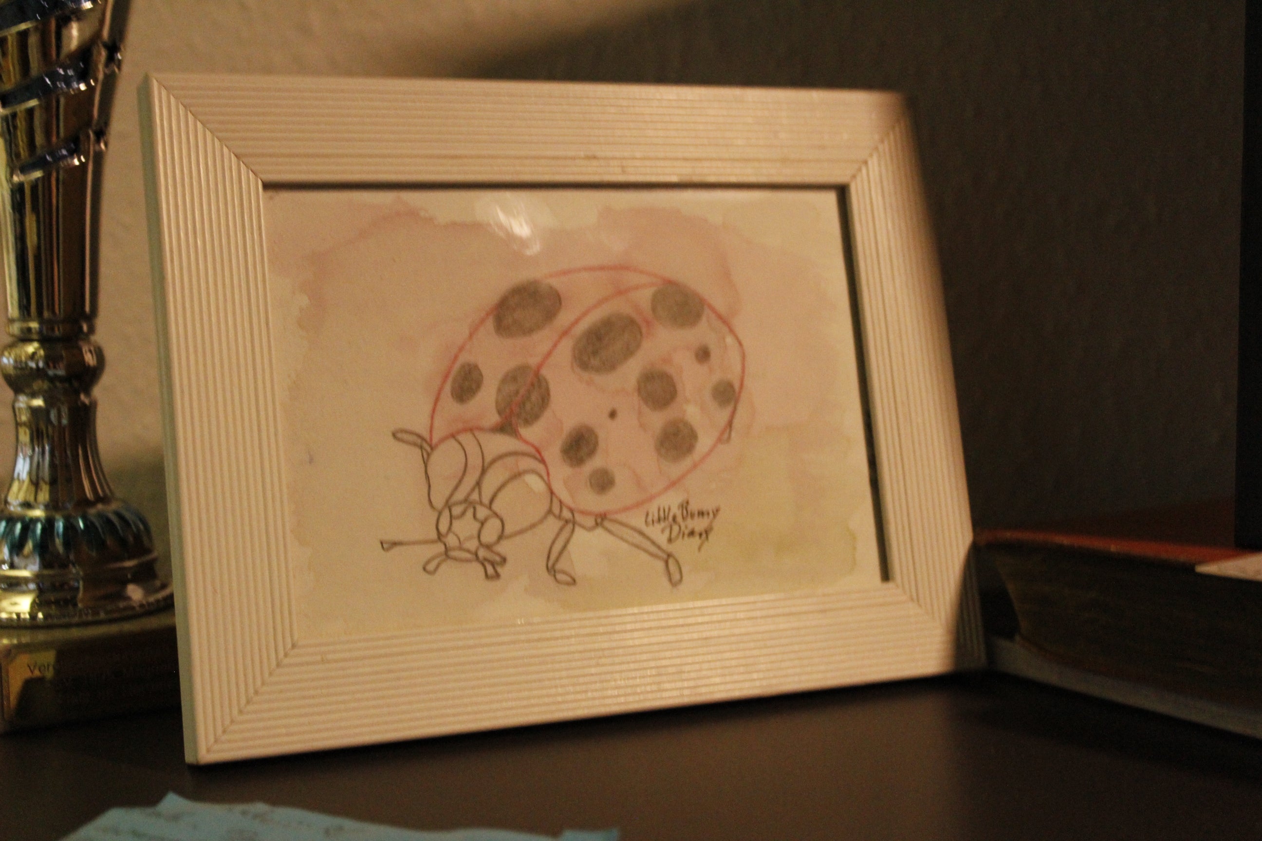 Ladybug – zarte Mixed-Media-Miniatur (DIN A6)