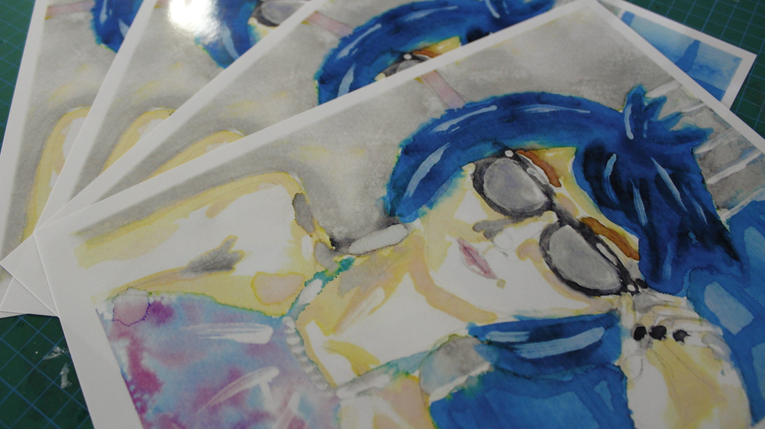 Blue Haired Girl – A Summer Reflection (Aquarellprint)